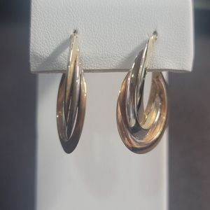 E104 14k Tri-Color Hoop Earrings